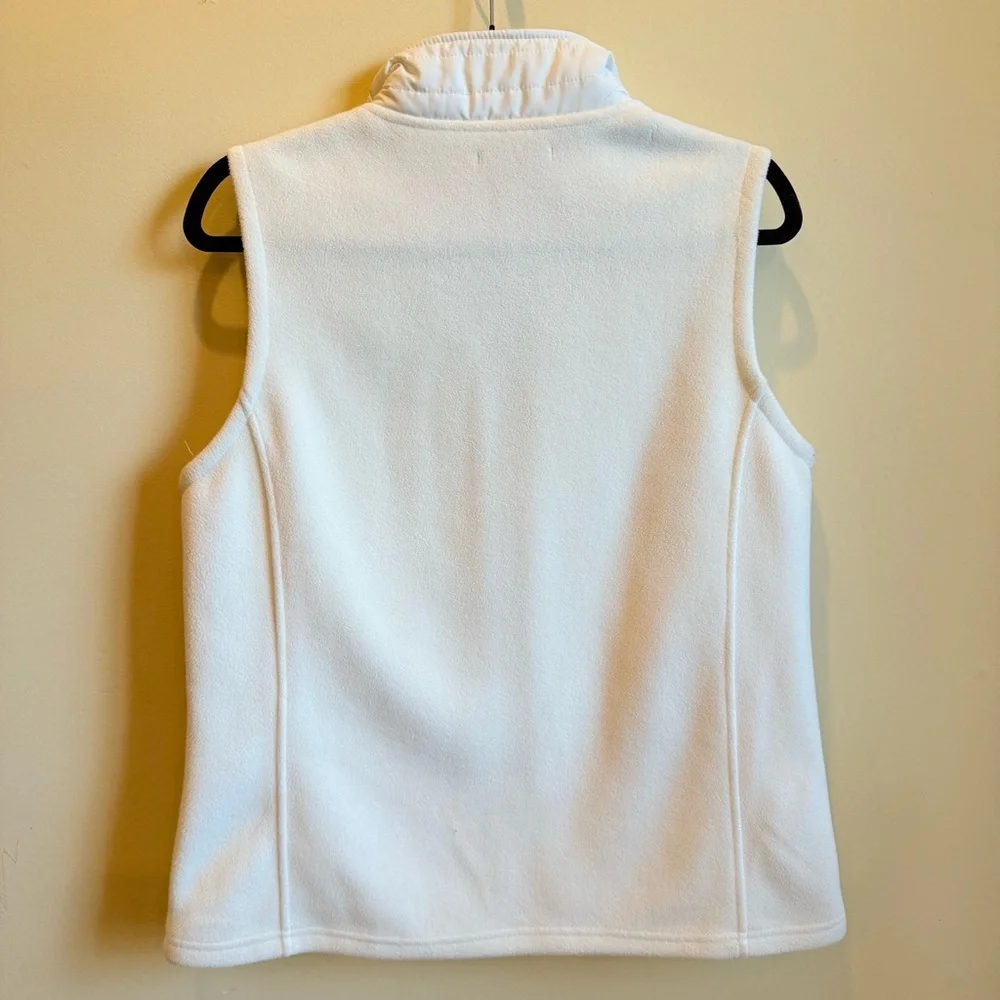 For Cynthia Quilted Fleece Zip Vest Cream Ivory Size Large